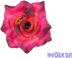 Rózsa selyemvirág fej eres D11cm - Pink-Burgundi