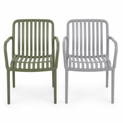 Gluhen Scaun de gradina stivuibil cu brate, pentru terasa si balcon, 54x58.5x80.5 cm Gri (THDC610GREY)