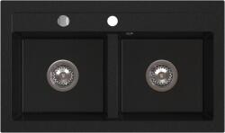 FERRO Chiuveta din granit cu doua cuve, 45 75 cm FERRO STAMPO Neagra Chiuveta