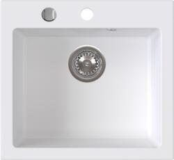 FERRO Chiuveta bucatarie din granit, o cuva, 45 49 cm FERRO STAMPO Alba, adancime cuva 205 mm Chiuveta