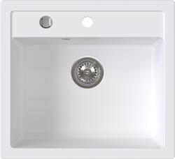 FERRO Chiuveta bucatarie din granit, o cuva, 51 56 cm FERRO STAMPO Alba, adancime cuva 210 mm Chiuveta