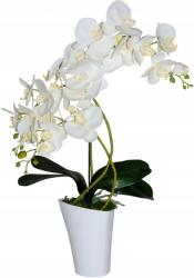 Tajemniczy ogród Mesterséges orchidea fehér cserépben Lengyel Gyártás természetes megjelenés 67 cm (5903137509055)