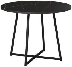 FDY Masa Bucatarie/Dining Rotunda Sarrid PAL Finisaj Marmura Neagra Diametru 100 cm