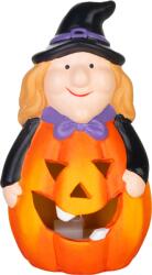 MagicHome Decoratiune Halloween MagicHome cu vrajitoare si dovleac LED din teracota (8092406)