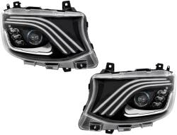 KITT Faruri Full LED negre pentru Mercedes Sprinter W907 W910 Halogen 2019-2027 (HLMBW910MB)
