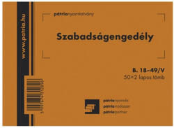 PÁTRIA Nyomtatvány szabadságengedély PÁTRIA A/6 fekvő 50x2 lapos - tonerpiac