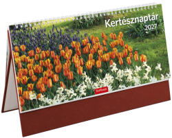TopTimer Kertész, képes, álló csonkalapos asztali naptár T054, Bordó