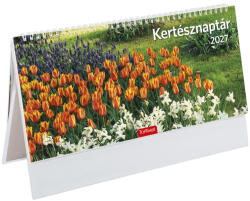 TopTimer Kertész, képes, álló papírtáblás csonkalapos asztali naptár T054, Fehér