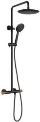 SAPHO Solaris - Set de duș cu termostat, 5 jeturi, negru mat/cupru WD139PG (WD139PG)