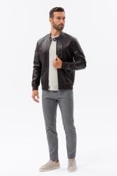 OMBRE OMBRE, Zsebes bőrkabát, Sötétbarna, XL (OM-JAFL-0109-DARK-BROWN-XL)