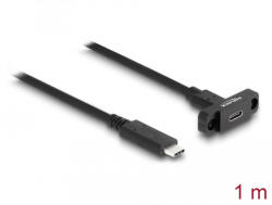 Delock SuperSpeed USB 10 Gbps (USB 3.2 Gen 2) USB Type-C kábel apa-anya 1 m panel-csatlakozójú fekete