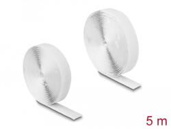 Delock Öntapadó tépőzáras szalag-szett, H 5 m és Sz 20 mm fehér