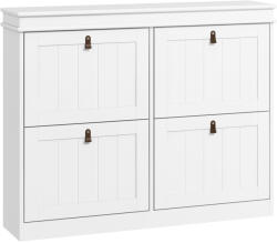 HomCom Pantofar Slim cu 4 Uși Rabatabile, Rafturi Reglabile, pentru 10-20 Perechi, Alb | Aosom Romania (837-423V80WT) Pantofar