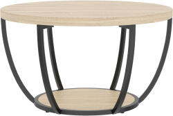 HomCom Măsuță de Cafea Rotundă cu 2 Rafturi, Picioare Metalice, Blat Gros, 80x80x43, 8 cm, Finisaj Lemn Natur | Aosom Romania (83B-870V00AK) Masa de cafea