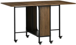 HomCom Mobil összecsukható asztal, 2 összecsukható felülettel, 130 cm x 80 cm x 74 cm, barna (835-789V00LR)