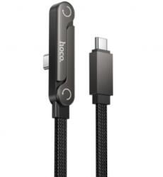 hoco. U150 Exquisite adatkábel, töltőkábel, fekete (60W, 3A, USB-C to USB-C, 1.2m)