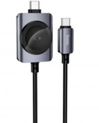 hoco. CW66 2in1 adatkábel, töltőkábel, fekete (100W, 5A, USB-C to USB-C, 1.2m)