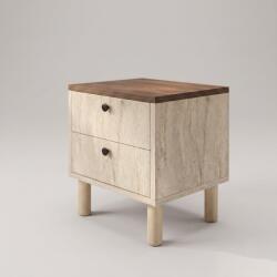  Hanah Home Nightstand Travertine Venezia Walnut Rayme - Travertine, Venezia Walnut