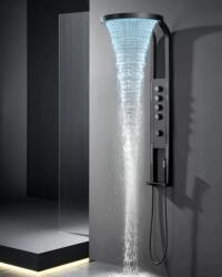 Coloana Panel de dus multifunctional Black cu LED 144 cm, hidromasaj si mixer din alama, finisaj negru (5904589312231)