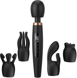 SuperLove Deluxe Massage Wand Kit with 4 Attachments & LED Display Black Vibrator