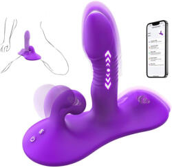 SuperLove Sit & Ride Thrusting & Vibrating Dual Grinder with Remote & App Purple Vibrator