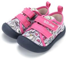 D.D.Step pantofi de pânză pentru fete, cu model și închidere cu velcro violet/roz (14F3DF)