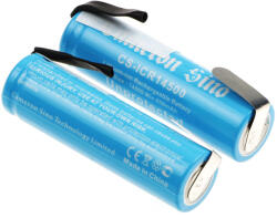 Utángyártott 14500 Li-ion akkumulátor 3.7V 700mAh 2 darabos csomag forrasztófülekkel - CameronSino (CS-ICR14500NT)