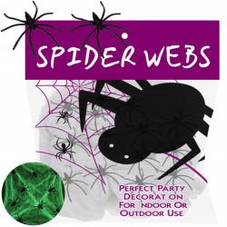 Ruhhy Halloween pókháló világít a sötétben Fluoreszkáló 20 pók (00026214)