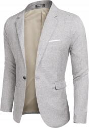  Férfi blézer Slim Fit Elegáns Szabadidő Alkalmi L Világosszürke