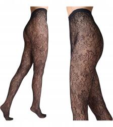 Marilyn Női csipkés mintás necc harisnyanadrág bugyi nélkül 5-XL Marilyn (rajstopy damskie koronkowe czarne)