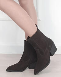 Ideal Shoes Botine din piele naturala tip ciocate maro ciocolatiu 6350A 117 (6350ABROWN-38)
