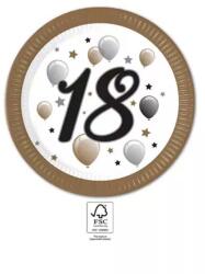  Happy Birthday 18 Milestone papírtányér 8 db-os 23 cm FSC (PNN95611) - ajandekplaza