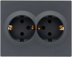 LEZARD Priza dubla Schuko 16A gri grafit Vesna (EL0090498)