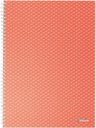 Esselte Caiet de birou Esselte Colour'Breeze, carton, reciclabil, certificare FSC, A4, 80 coli, cu spira, dictando, corai (SL628483) - forit