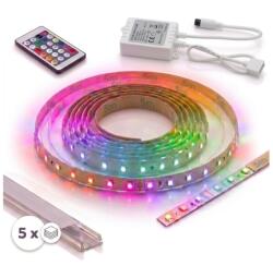 SmartLED Set 1x bandă LED digitală RGBW, 16, 5W/230V, 5 m + 5x profil încastrat de 1 m + telecomandă (SD0028D)