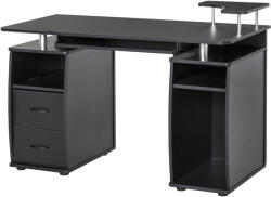 HomCom Masă de Birou Modernă cu Suport pentru Computer cu Sertare, Poliță Extensibilă și Suport pentru Tastatură, 120x55x85cm, Negru | Aosom Romania (920-011V01BK)