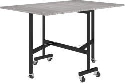 HomCom Masă de luat masa pliabilă pe roți pentru 4-6 persoane 120 cm, roți cu frâne, 2 abătătoare, stil industrial, gri | Aosom Romania (83A-196V80GY)