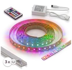 SmartLED SET 1x bandă LED RGBW DIGITALĂ LED/9, 6W/230V 3 m + 3x profil pentru încastrare 1 m + telecomandă (SD0028E)