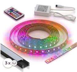 SmartLED Set 1x bandă LED RGBW DIGITAL LED/9, 6W/230V 3 m + 3x profil încastrat 1 m + telecomandă (SD0029E)