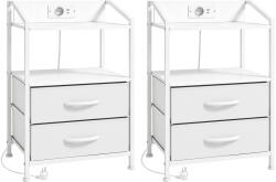 HOMCOM Set de 2 Noptiere Con Lumini Led E Stație de Încărcare, Alb | Aosom Romania (83B-832V90WT)