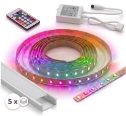 SmartLED SET 1x bandă LED RGBW DIGITAL LED/16, 5W/230V 5 m + 5x profil încastrat 1 m + telecomandă (SD0103D)