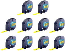 DYMO Set 10 etichete din plastic galben DYMO LetraTag 12 mm x 3m pentru identificare vizibila, depozitare si organizare S0721620 (91202S10DY)