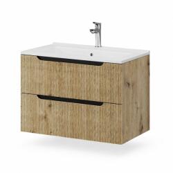 Fluminia Mobilier pentru lavoar pe blat Fluminia, Malta, finisaj riflat, 80 cm, Rovere Oro (MALTA82-RO-C)