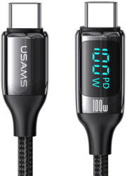 USAMS Cablu de Date Type-C la Type-C 100W, Digital Display, Fast Charge, 1.2m - USAMS U78 (US-SJ546) - Black (KF236922) - vexio