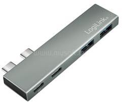 LogiLink USB 3.2 Gen2x2 hub, 4 portos, PD, MacBookhoz és iPadhez, ezüst (LOGILINK_UA0399) (LOGILINK_UA0399)