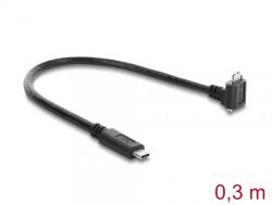Delock Cablu micro USB-B 3.0 cu suruburi la USB type C unghi/drept 0.3m Negru, Delock 80660 (80660)