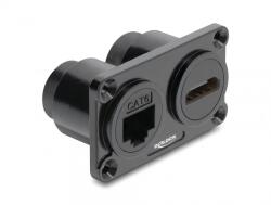 Delock Priza montare birou cu RJ45 Cat. 6 + HDMI 4K60Hz Negru, Delock 91172 (91172)