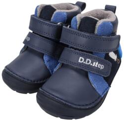 D. D. STEP pantofi pentru băieți cu talpă înaltă, cu velcro și căptușeală din fleece albastru/albastru închis, cu buzunare pentru scule (14F2B6)