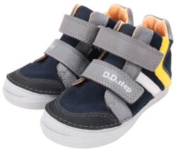 D. D. STEP pantofi pentru băieți fără căptușeală, cu închidere cu velcro albastru închis/gri/galben (14F2CB)