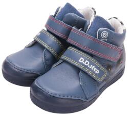 D. D. STEP pantofi pentru băieți cu velcro, fără căptușeală și cu elemente luminoase albastru (14F2BD)